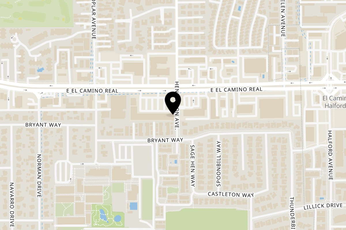 Map showing the location of Nirvanaah! Sunnyvale on 1038 E El Camino Real in Sunnyvale