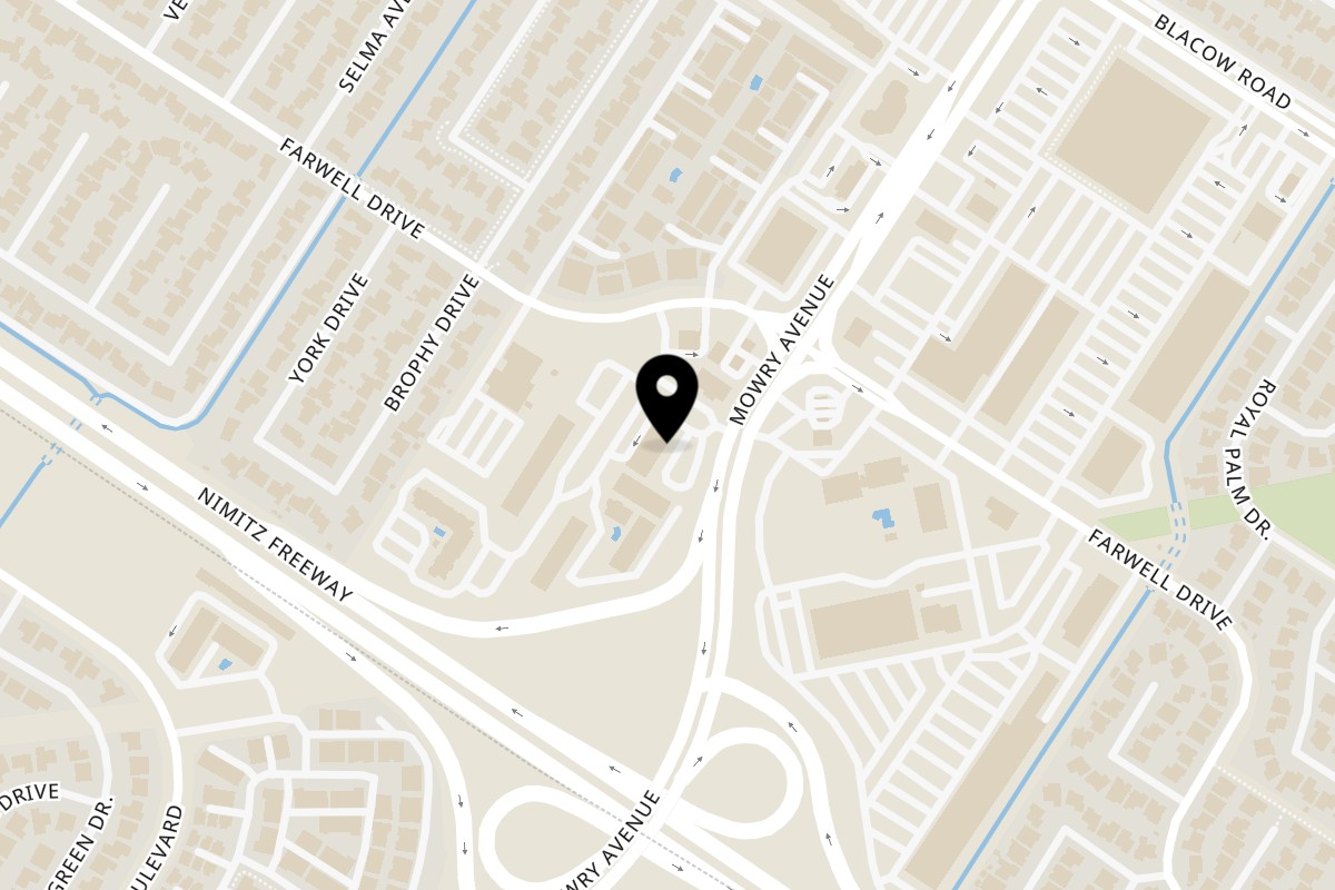 Map showing the location of Nirvanaah! Fremont on 5363 Mowry Ave in Fremont